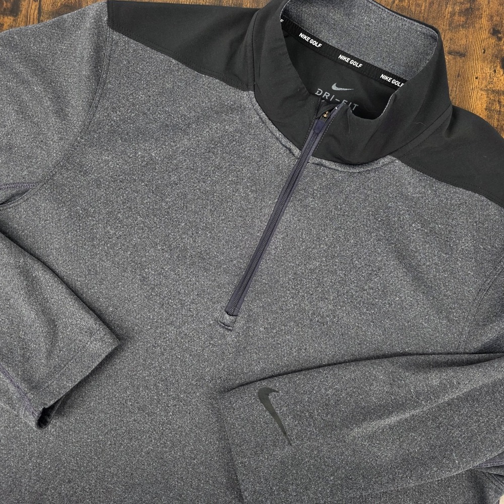 Nike Pullover Mens M Gray Golf Dry Core 1/4 Zip Sweater‎ Long Sleeve Cover Up